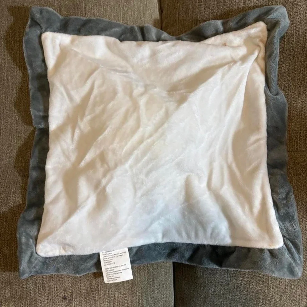 Baberoo white and gray cow plush lovey with black spots